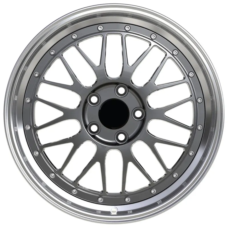 Wholesale Customization 8J JDM Style LM Forged Aluminum Alloy Car Wheels 6061-T6 2 Piece Brush Finish Sliver Lip Passenger Cars