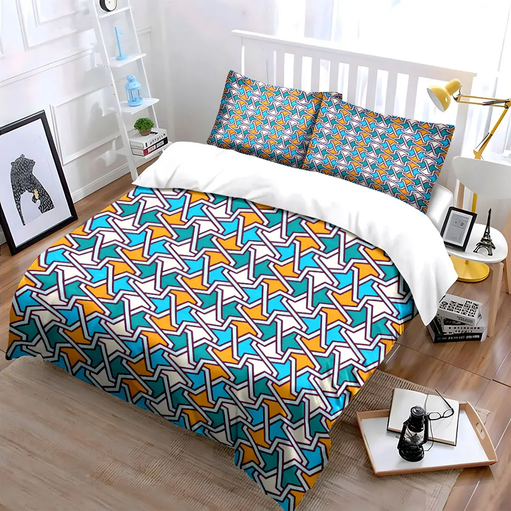 Colorful geometric repeating pattern Print Soft Comfortable Duvet Cover Bedding Set Included 1*Duvet Cover 2*Pillowcases