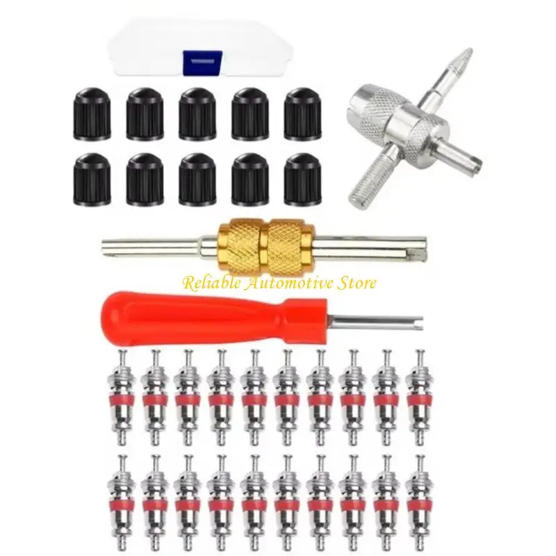 M68B 33PCS VALVES CORES بدائل الأداة طلاء مقاوم للتآكل لإطارات المركبات