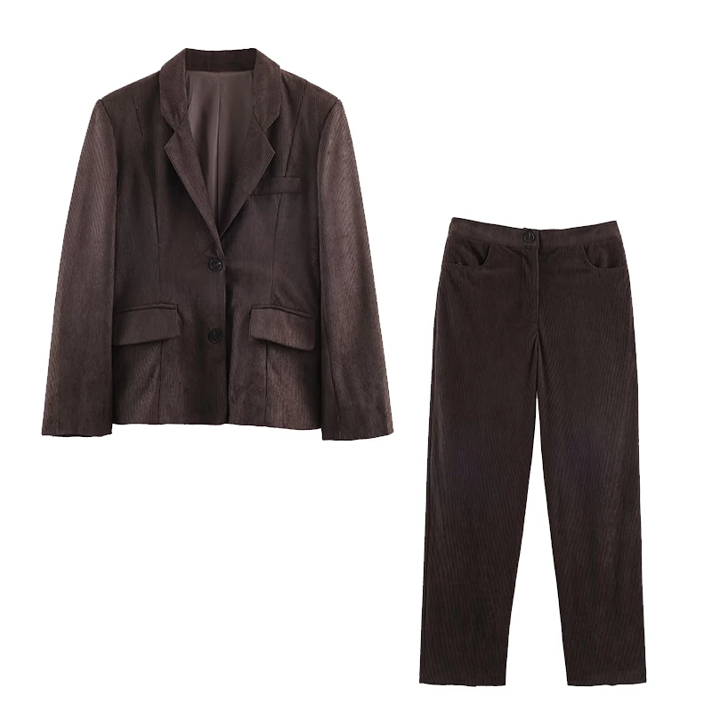 

2025 New Solid Color Woman Outfits High Waist Pants Two Pieces Sets Fashion Long Sleeve Blazer Coat Trousers Women Suit