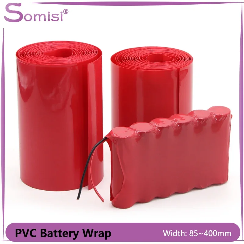 

2/5/10/20M Red 18650 Battery Wrap PVC Heat Shrink Tube Pack 85mm ~ 400mm Cable Wrap Case Shrinkable Heat Shrink For Batteries