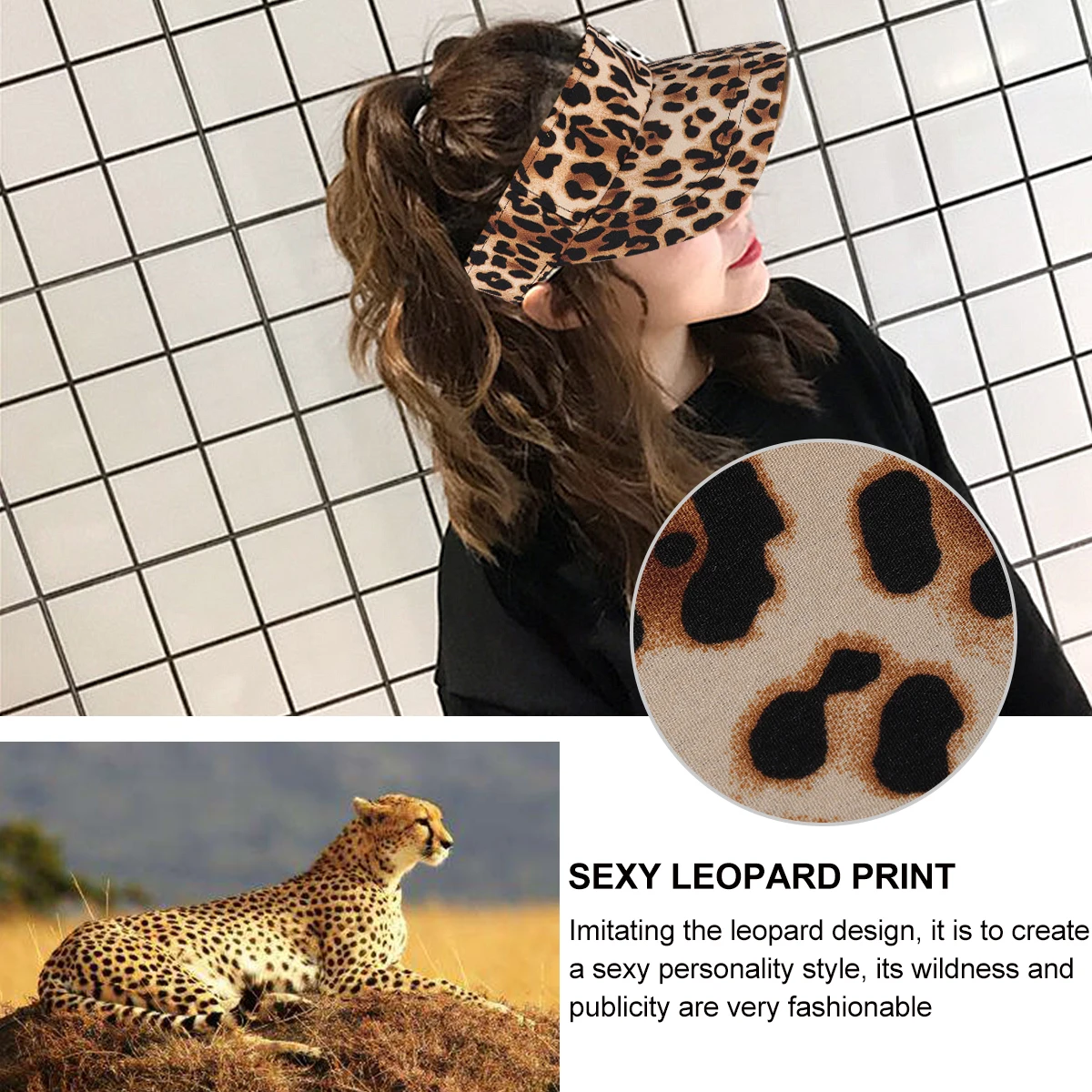 

Summer Sun Hat Leopard Pattern Adjustable Visor Cap for Men Women Baseball Cap Sun-Shade Hat Hiking Camping Vacation Daily Wear