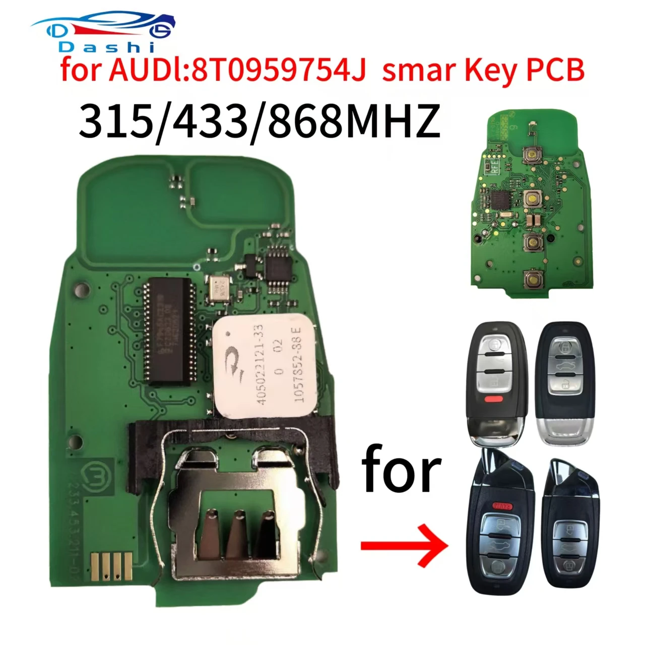 

da shi 315/433/868Mhz pcf7945AC Chip Smart Remote Car Key Fob For Audi A4 A5 A6L A7 A8 Q5 Keyless Go 754J 754D/H/F/C/B