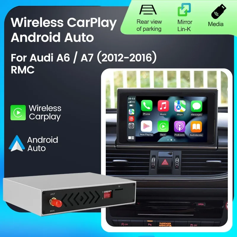 Car upgrade Carplay box for Audi A6 A7 2012-2016 RMC system, support Apple wireless CarPlay Android Auto navigation Airplay 