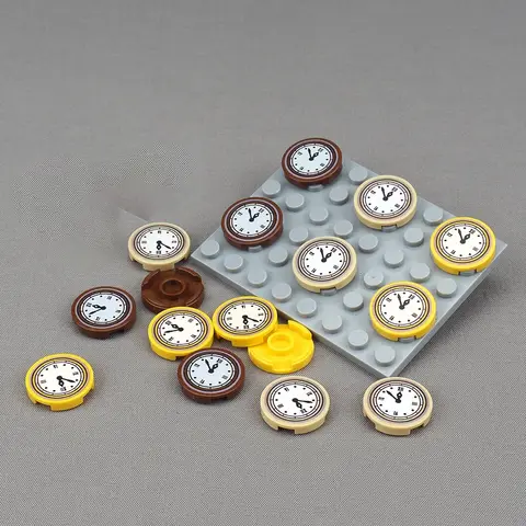 Time Face Clock Toy MOC 10PCS Printed 14769pb133 2X2 Face Time Pointer Pattern Building Blocks 14769 Clock Suitable Brick Toy Adults Boys Fun Gifts