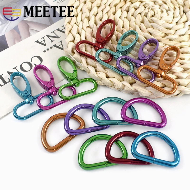 

5/10Pcs 20/25/32/38mm Colored Metal Buckles for Bag Strap Swivel Carabiner Clasp Pet Collar D Ring Hook DIY Hardware Accessories