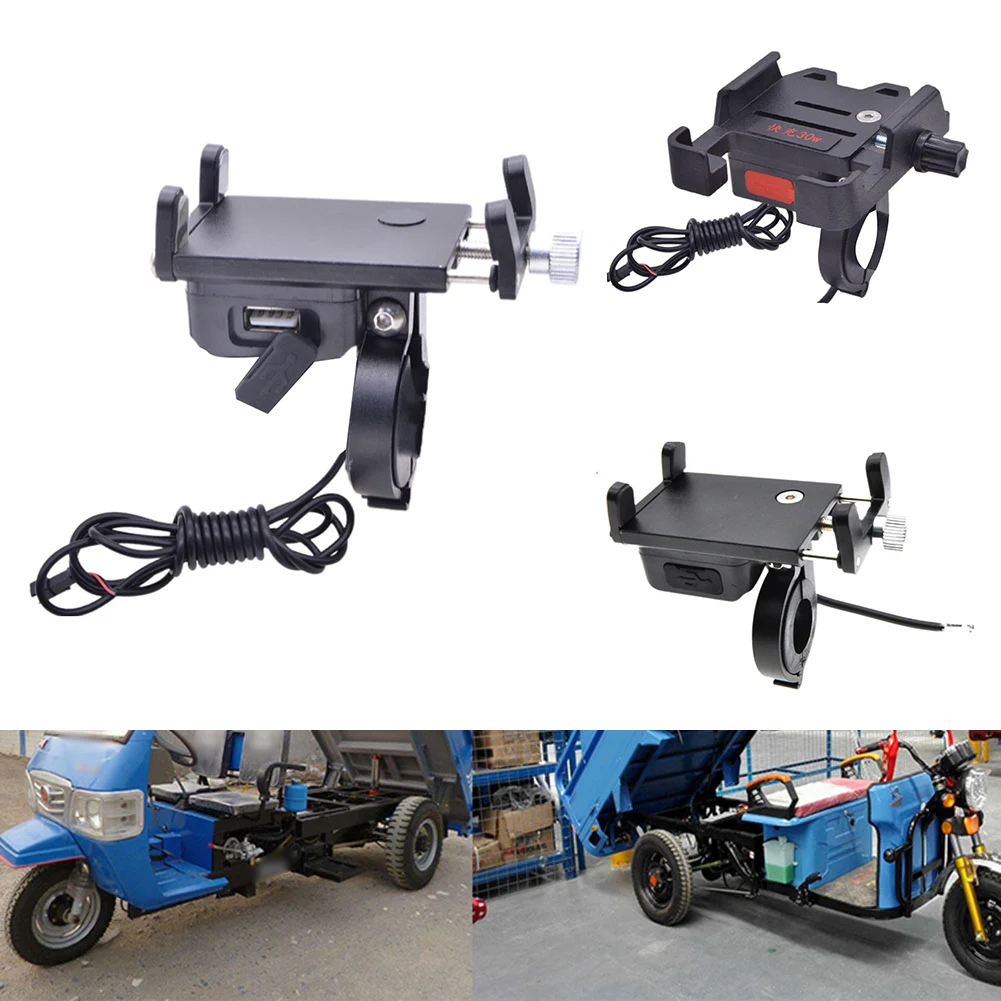 حامل هاتف للدراجة الإلكترونية حامل هاتف للدراجات النارية مع شاحن USB لملحقات ركوب الدراجات من سبائك الألومنيوم على الجليد ATV