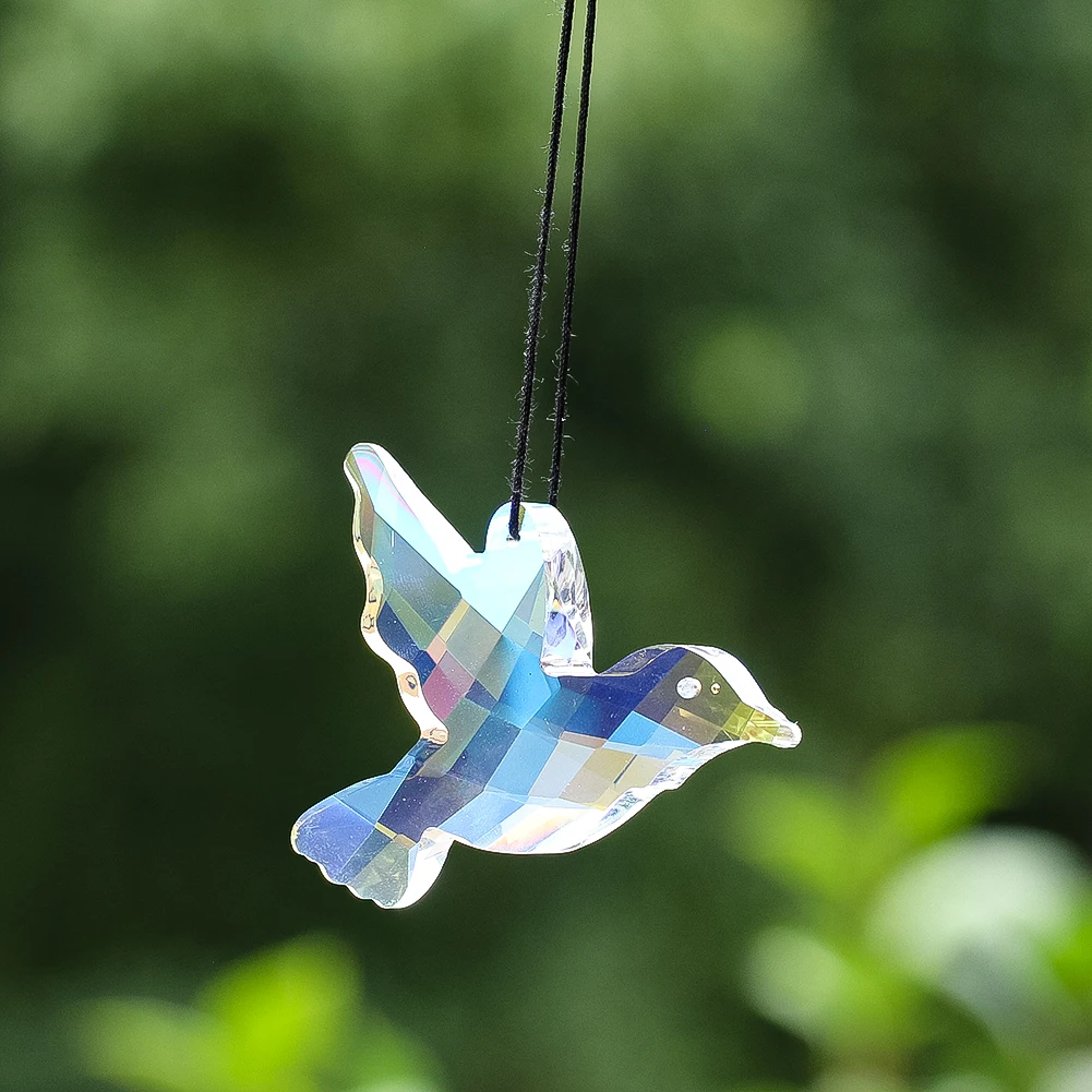 D9 Lucky Hummingbird Crystal Suncatcher Hanging Glass Sunlight Shadow Dream Rainbow Maker Spiritual Pendant Window Garden Decor