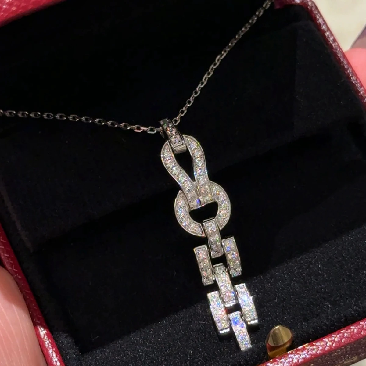 

Luxury Full Zirconia Geometric Pendant Necklace Leopard Style For Women Silver Necklace Argent 925 Necklaces Fine Jewelry