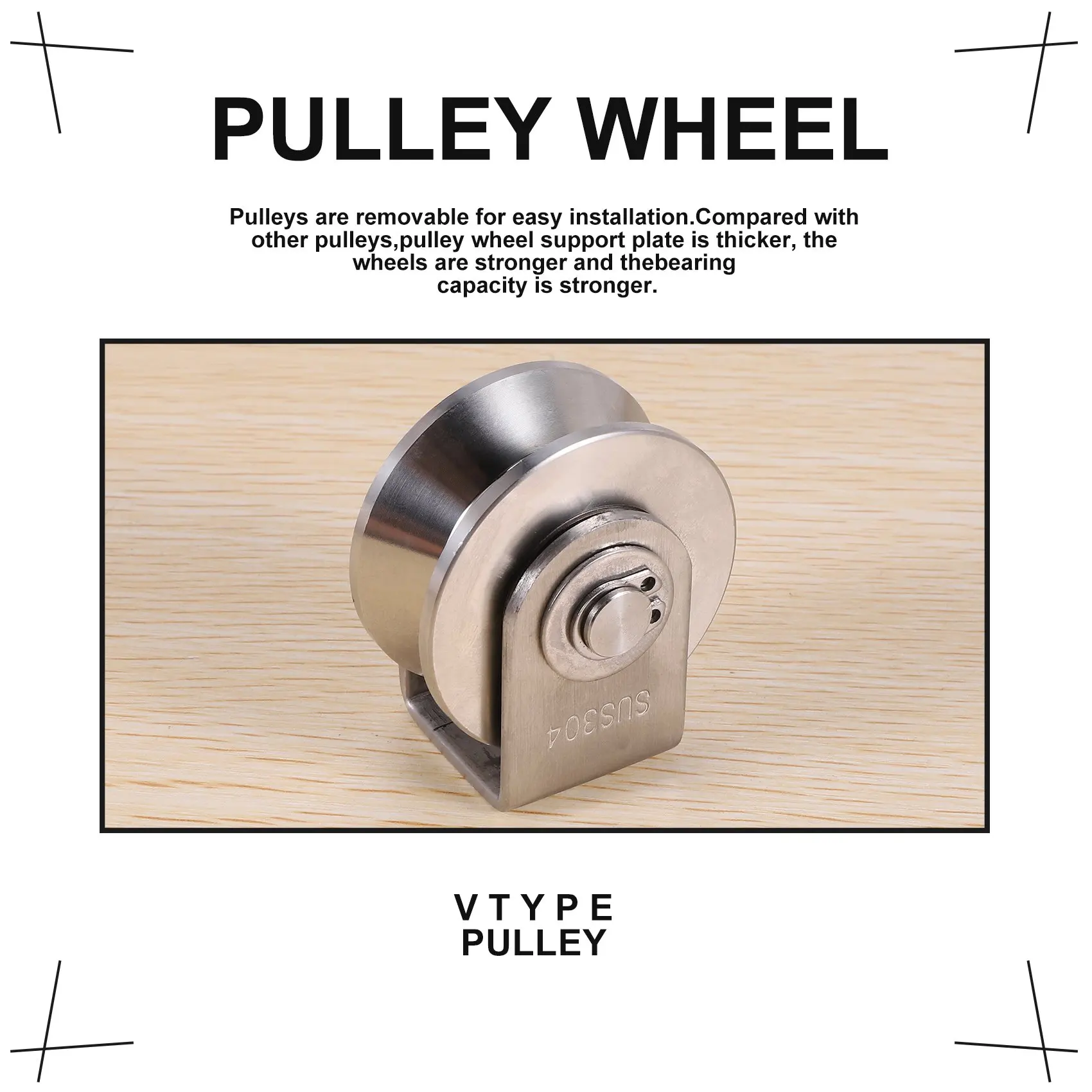 A56XQ 2 Inch V Type Pulley Roller 304 Stainless Steel Sliding Gate Roller Wheel Bearing for Material Handling and Moving