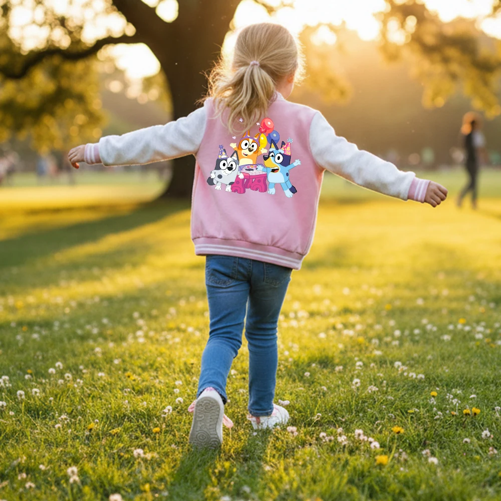 

Куртка-бомбер Bluey Black Pink однотонная в стиле хип-хоп Харадзюку для детей, мальчиков и девочек, одинарное пальто, верхняя одежда с длинным рукавом