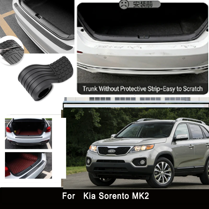 

For Kia Sorento MK2 Rear Trunk Guard Plate Sticker Car Rear Bumper Trim Anti-Kicked Scratch Protector Sticker Strip