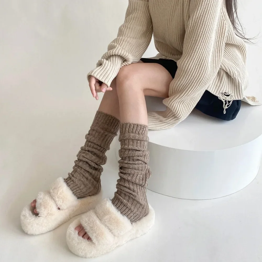 

Thick Warm Leg Warmers Women Wool Cashmere Thermal Knees High Socks Girls Vintage Ruffle Socks Thigh High Stocking Autumn Winter