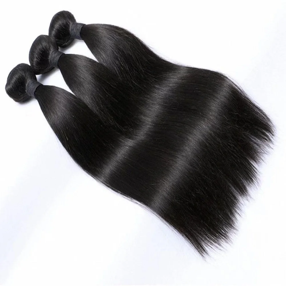 YEORING ストア 10-40 インチストレート人毛バンドル 12A ブラジル生毛バンドル 100% 人毛エクステンションナチュラルカラー
