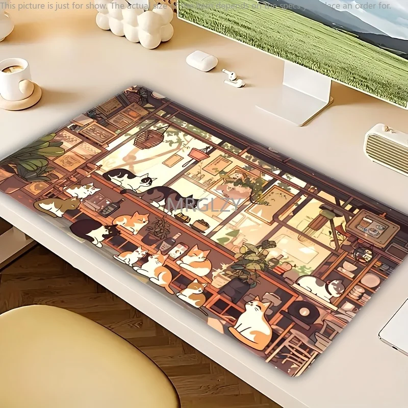 

Cat-Themed Mouse Pad Large Size Rubber Base Anti-slip PC Desk Accessories Mousepad for Offices and Gamer Keyboard Mats Decor Mat