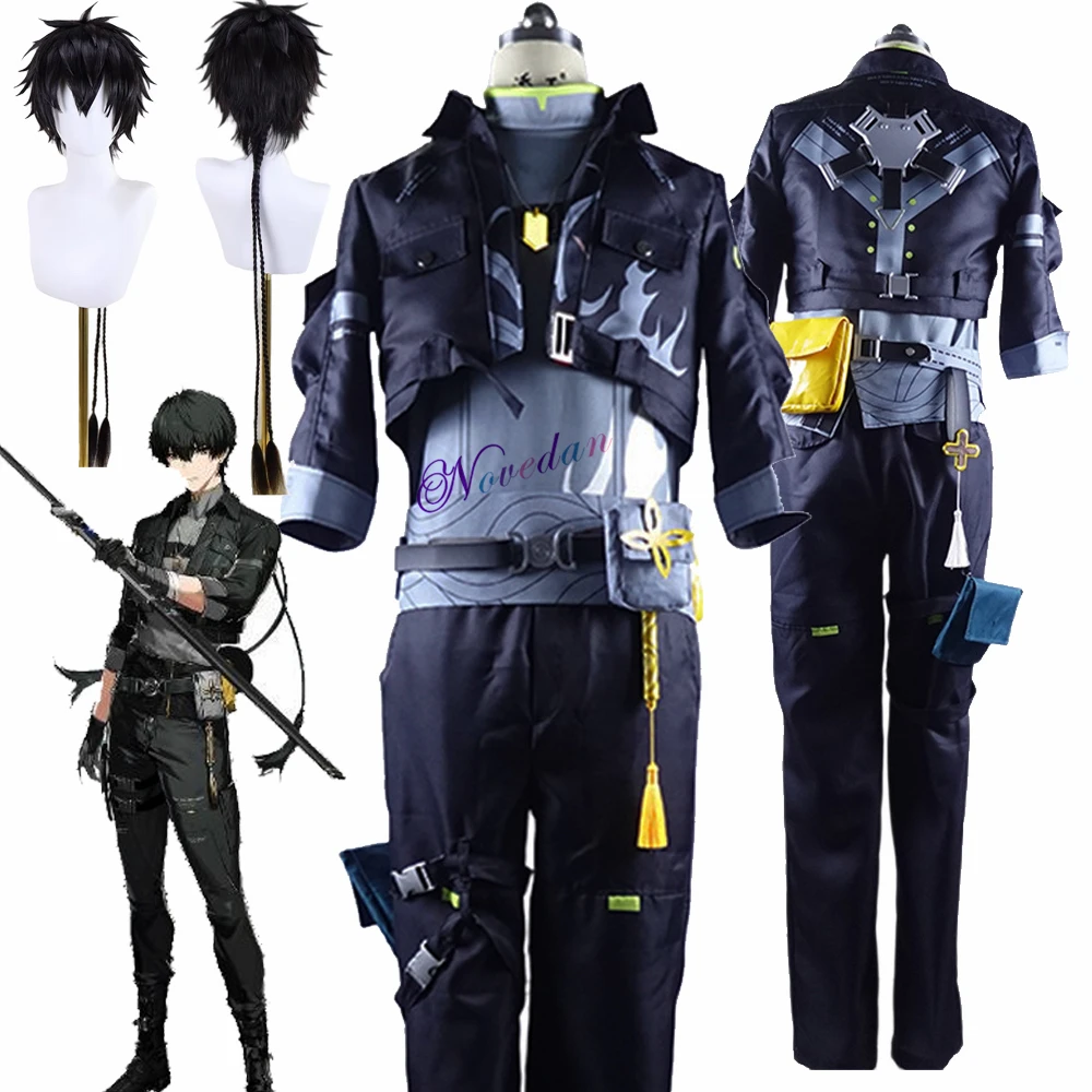 Homens rover cosplay jogo ondas wuthering traje v2.0 bonito uniforme de combate feminino masculino festa de halloween role play roupas peruca