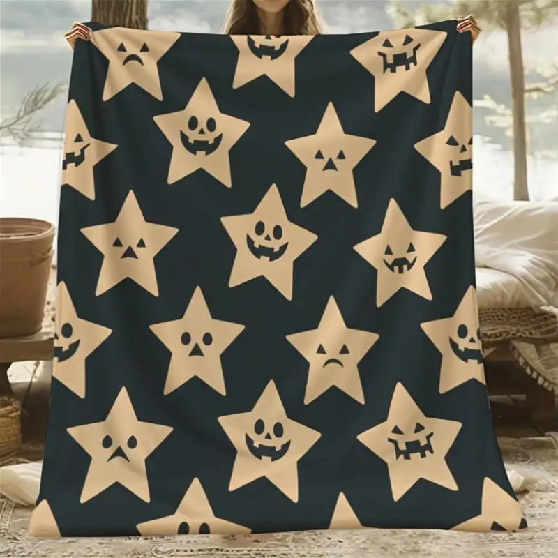 

Звездчатое радостное одеяло из полиэстера, можно стирать в машине, подходит для диванов, кемпинга и путешествий.