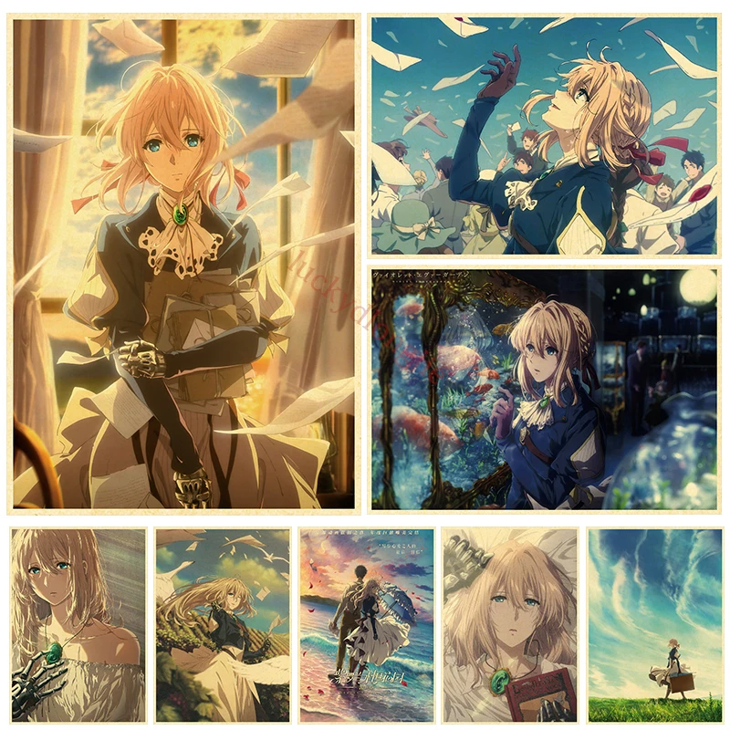 

Anime Poster Violet Evergarden Posters Retro Kraft Paper Vintage Home Decor Painting Living Picture Gift Wall Stickers Cafe