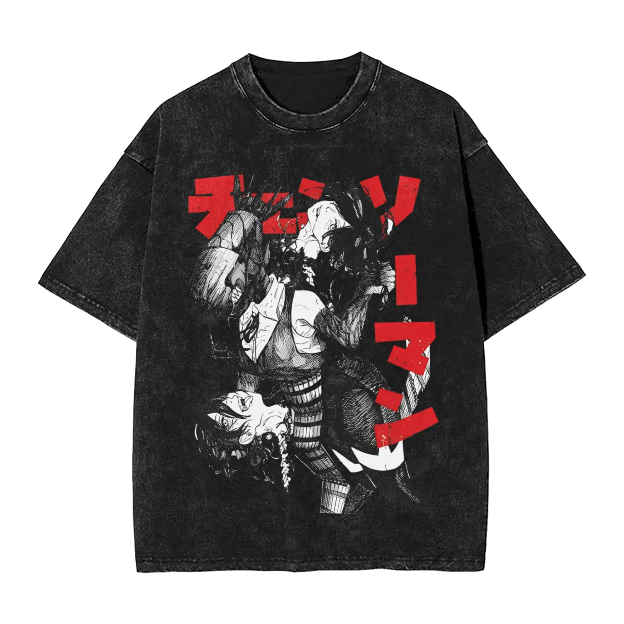 Chainsaw Man Reze Movie Washed T Shirt Streetwear Vintage T-Shirts Bombs Devil Tees Tops for Men Women Cotton Oversize Graphic