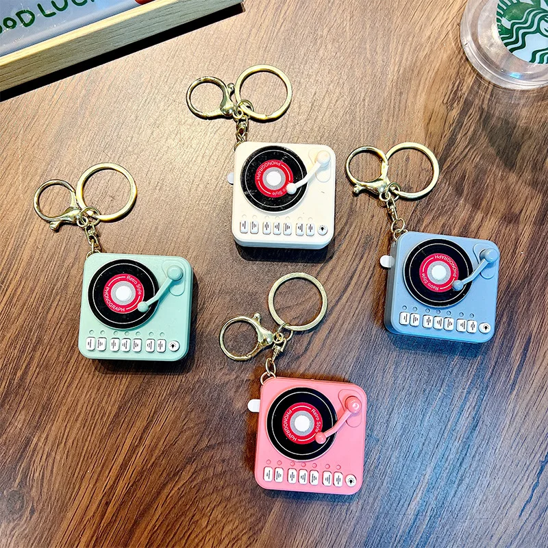 Creative Mini Music Record Player Retro Gift Keychain Exquisite Dj Player Pendant Claw Machine Cute Gift