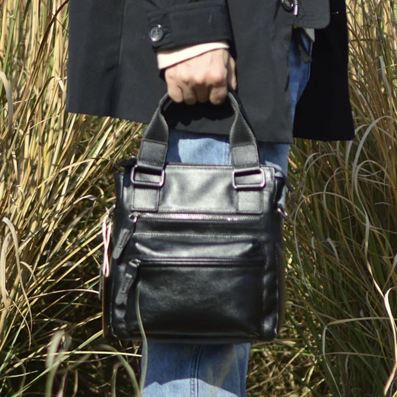 حقيبة يد رجالية من الجلد المدبوغ بالخضراوات من AETOO حقيبة صغيرة عمودية للأعمال غير رسمية بكتف واحد مائلة طبقة علوية من جلد البقر للرجال