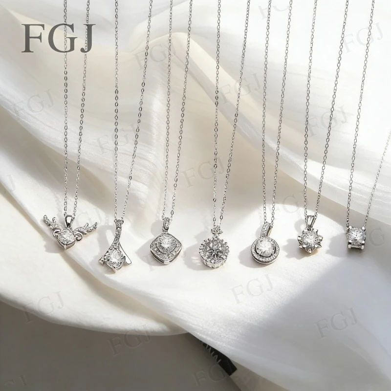 

Multistyles Elegant Pendant Necklace Moissanite Round 6.5mm 1CT With GRA VVS1 Fine Jewelry Gifts For Ladies Wedding Anniversary
