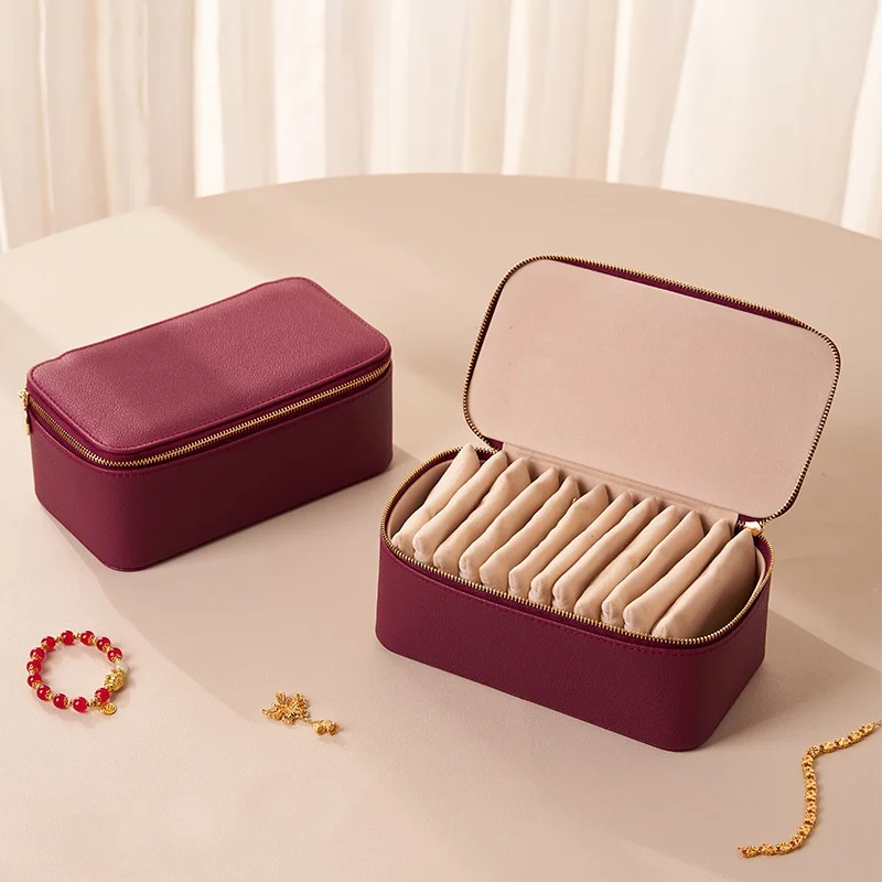 Portable Jewel Box Lockable Jewelry Box Small Ring Packaging Velvet Jewelry Storage Box For Daily Wear Jewelry Travel Accessory