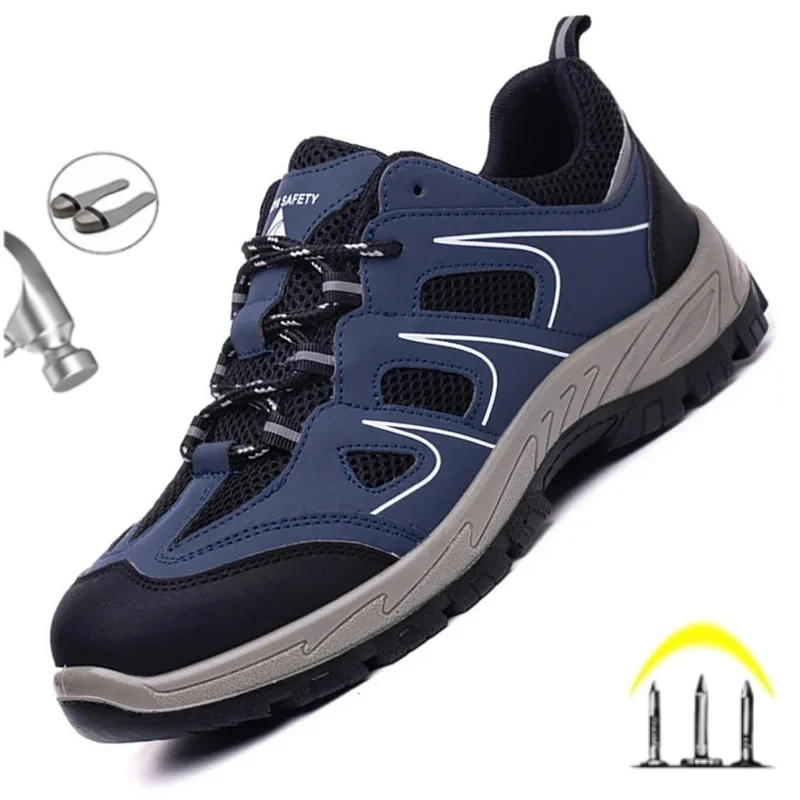 

Модная защитная обувь для труда 2025, мужские противоударные, противопрокалывающие, дышащие, со стальным носком, защитные защитные ботинки
