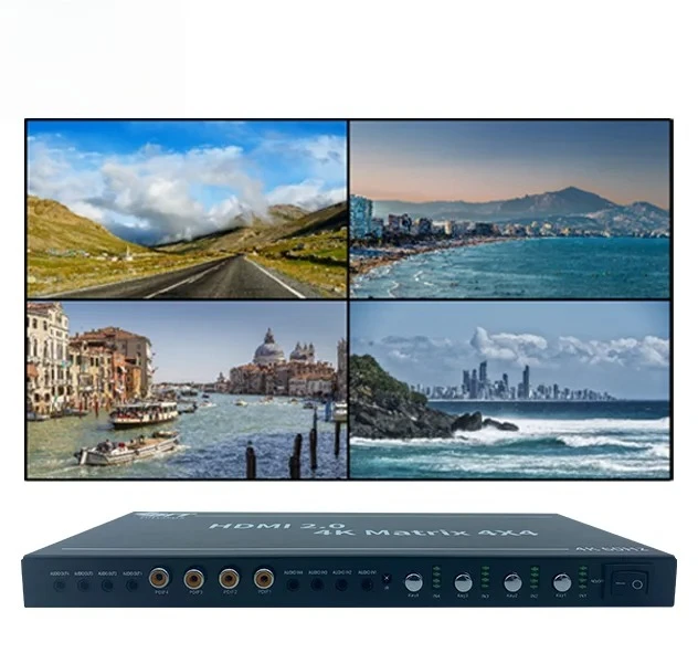 Professional Audio Video & Lighting Controller DVI/TCP/IP to HDMI 4X4 Quick Media Switching Video Wall Matrix