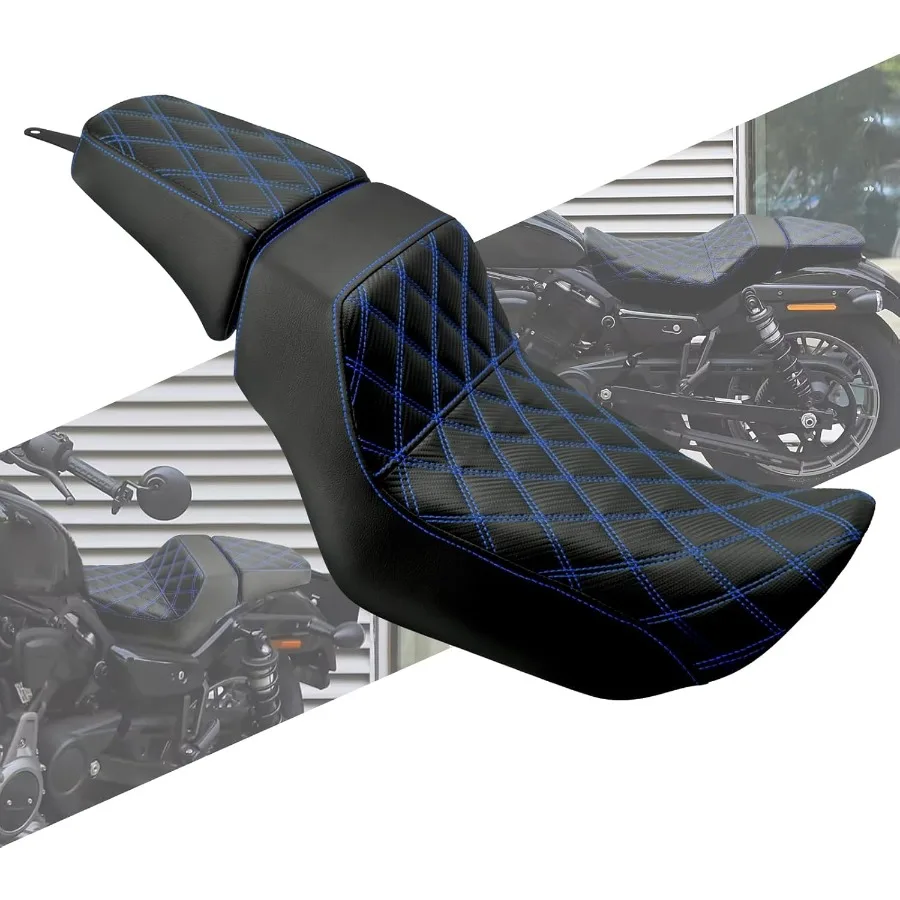 دراجة نارية الجبهة سائق متسابق مقعد الركاب الخلفي بيلايون وسادة مقعد جلدية قطعة واحدة مقعد صالح ل هارلي نايتستر RH975 RH9