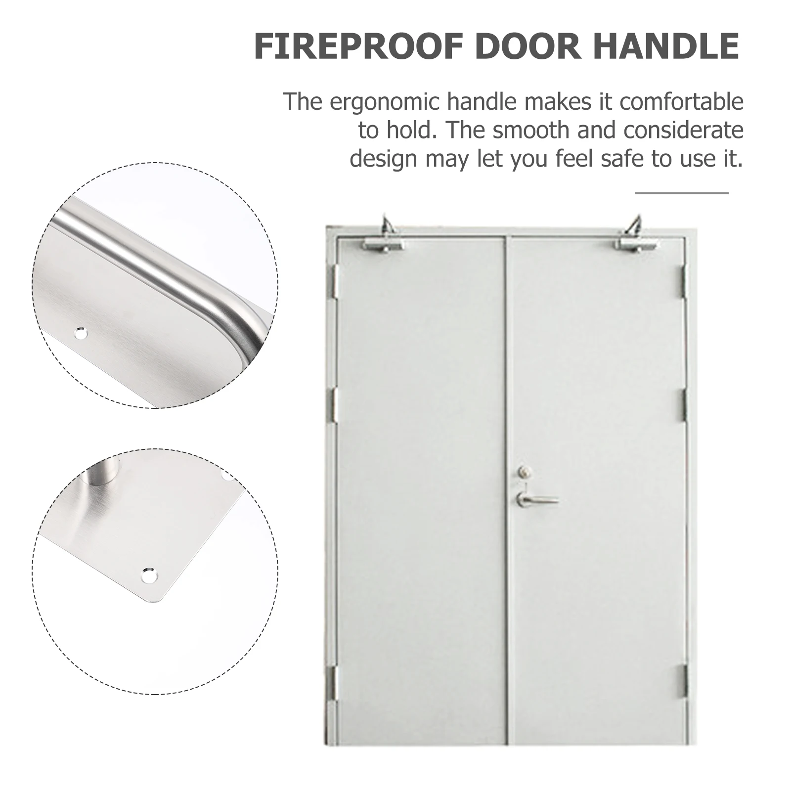 

1 Set Stainless Steel Door Knob Silver Pull Handle Durable Ergonomic Corrosion Resistant Easy Install Hotel Home Use Classic