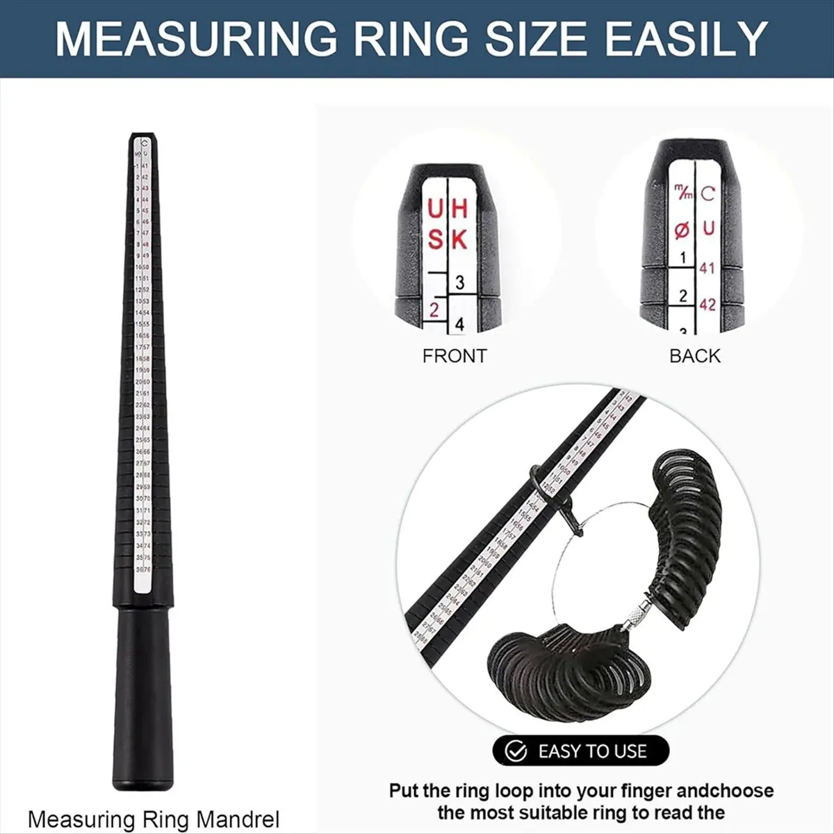 Top Sale 15 Piece Ring Mandrel Set, Ring Size Measuring Tool, Ring Making Kit with Plastic Ring Sizer, Ring Making Tool