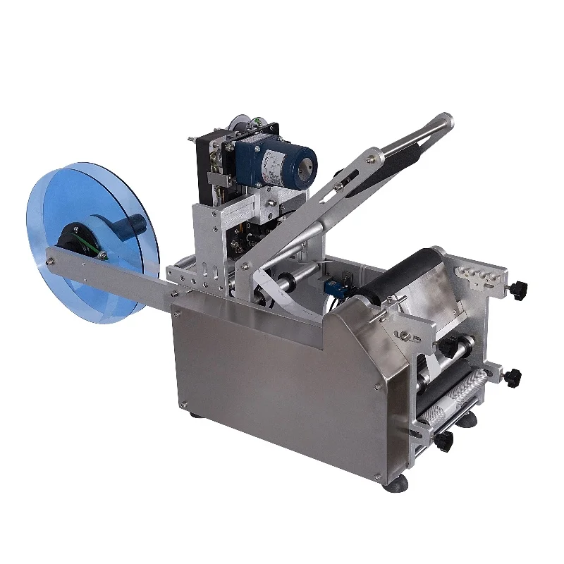 

SLM-50 Manual Semi Automatic Round Bottle Round Wine Bottle Self Adhesive Label Packaging Labeling Machine For PET Bottles Cans