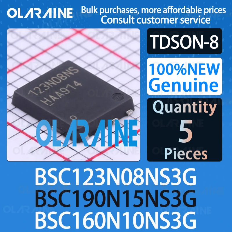 

BSC123N08NS3G BSC190N15NS3G BSC160N10NS3G TDSON-8 100%New Transistor MOSFET 100V 42A OptiMOS 3