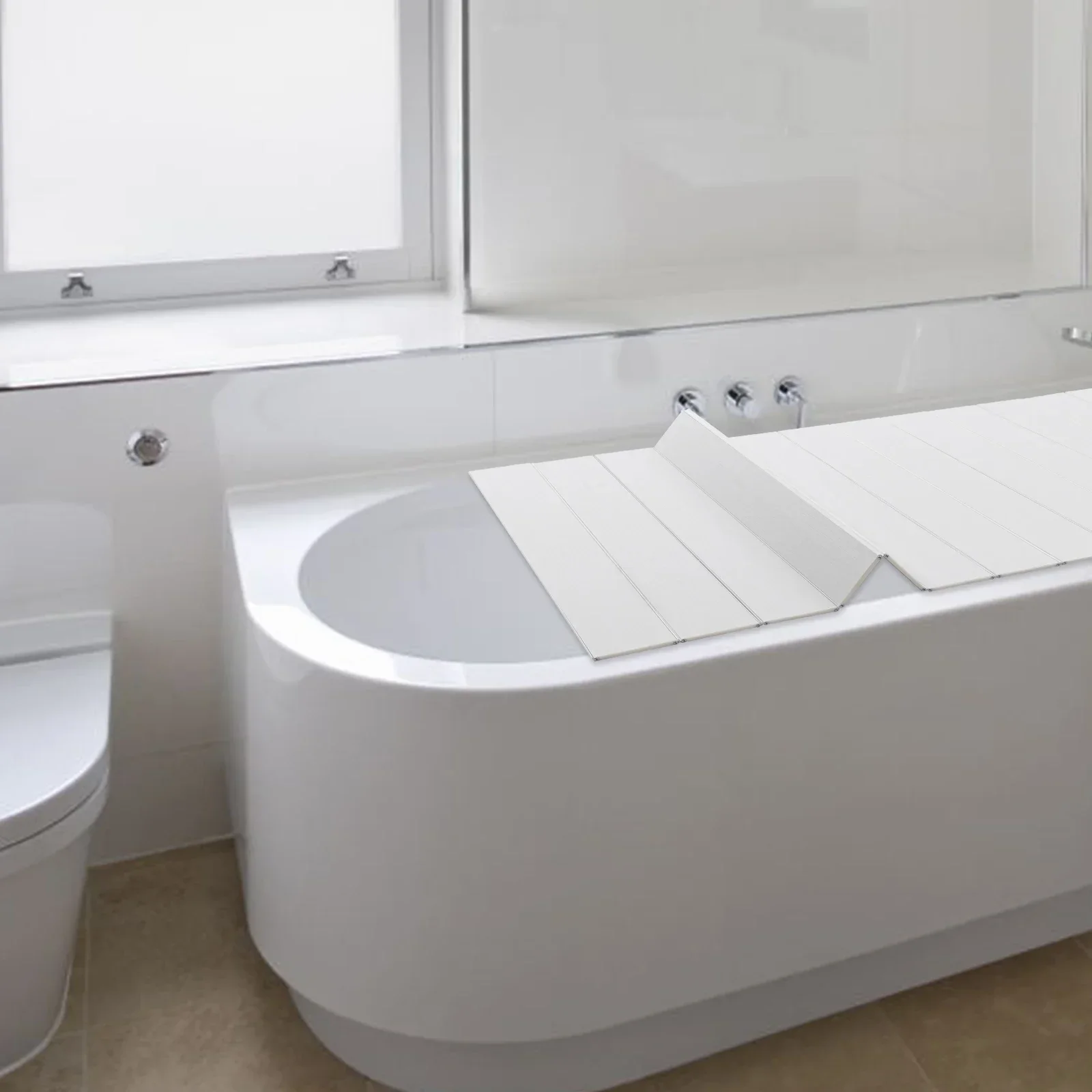 Badabdeckung, faltbare Badewannenabdeckung, PVC-Badebretter, Isolierplatte, staubdicht, wasserdicht für Zuhause, Badewannen, Badezimmer, Spa – Detail 1