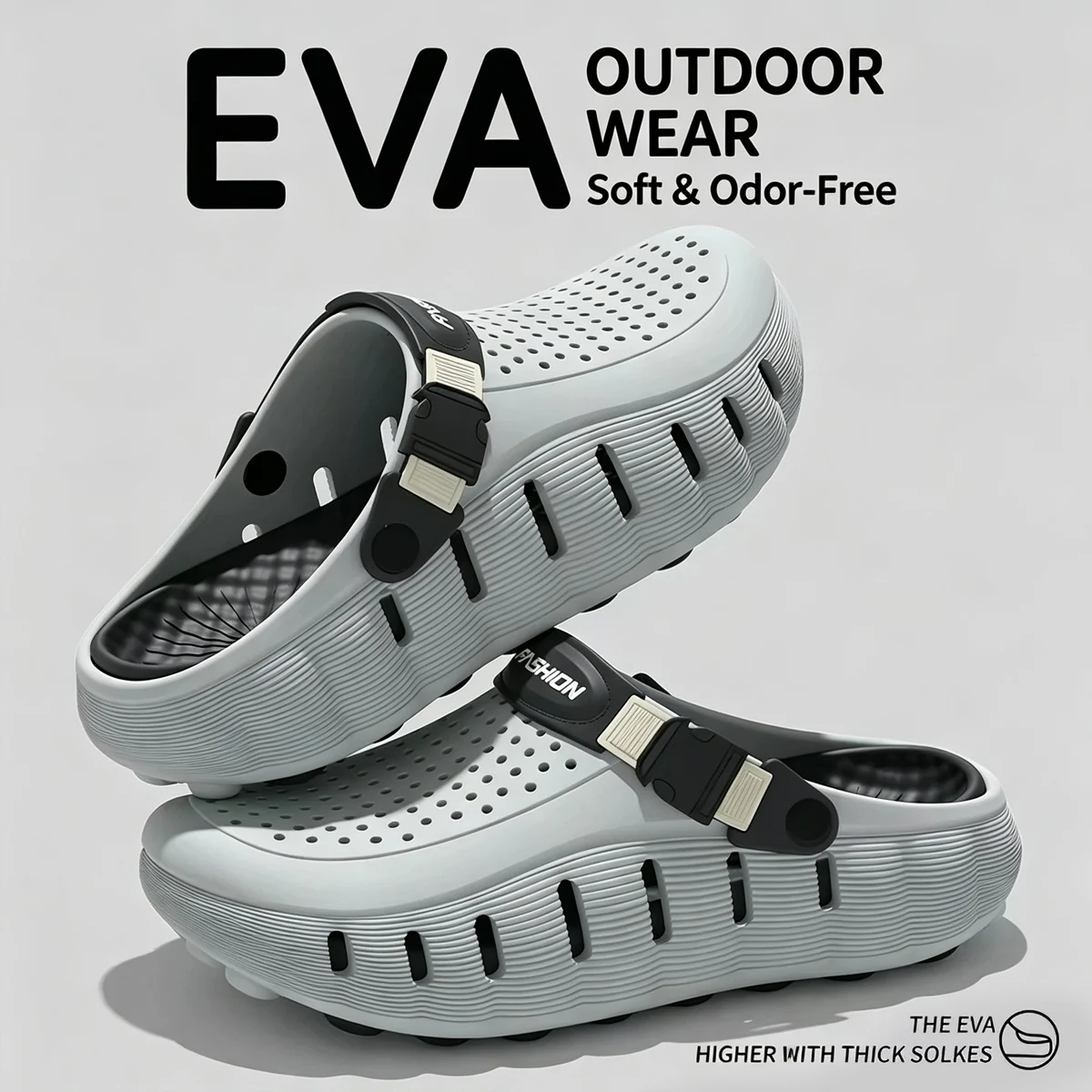 Summer Men's New Outdoor Non Slip Cool Slippers Thick Soled Clogs Cave Shoes One Step Trendy Thick Bottom Odor Proof Beach Shoes image 6