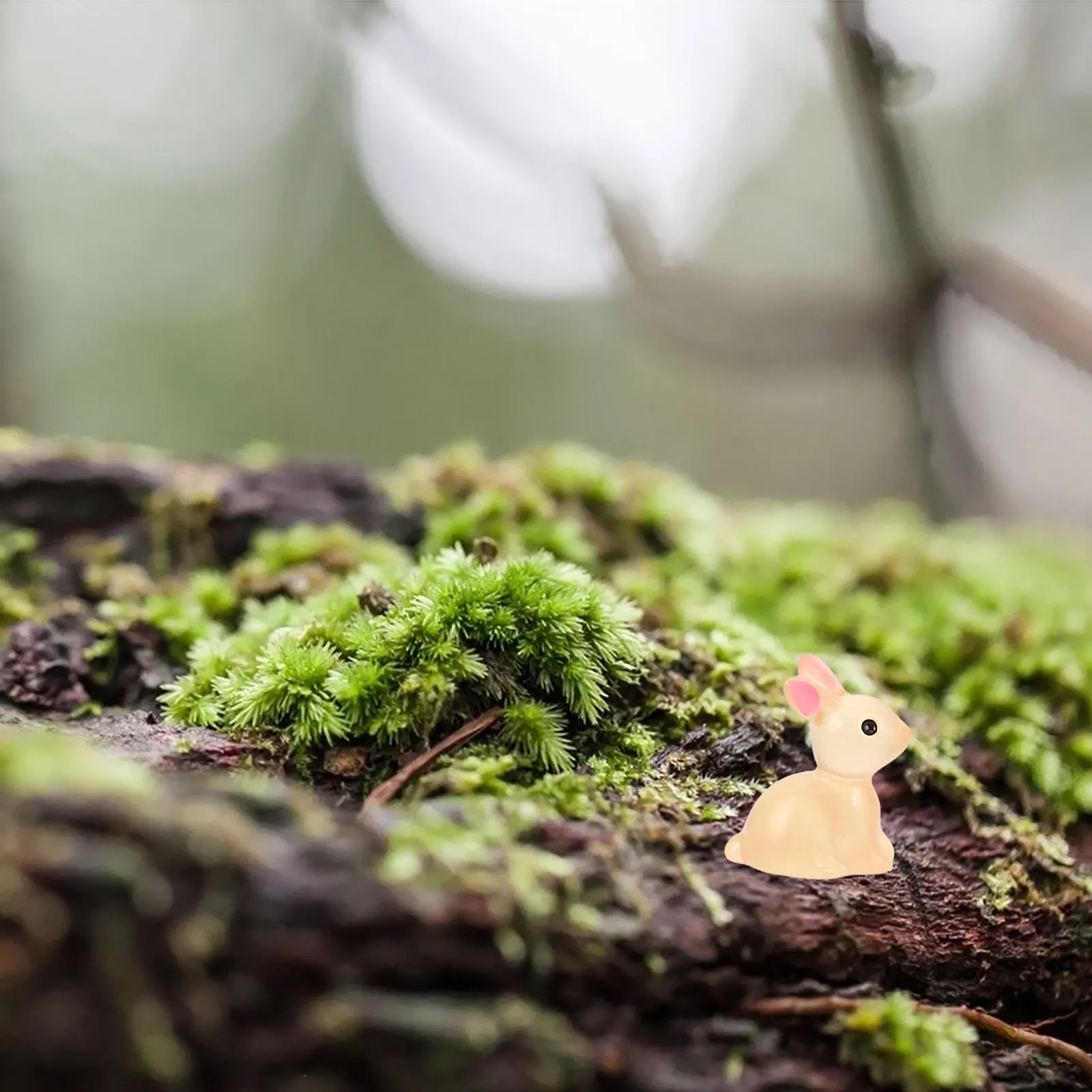 

80pcs Easter Mini Bunny Figurines Cute Glow Statues Fairy Garden Decor Easter Resin Ornaments Mini Sculpture