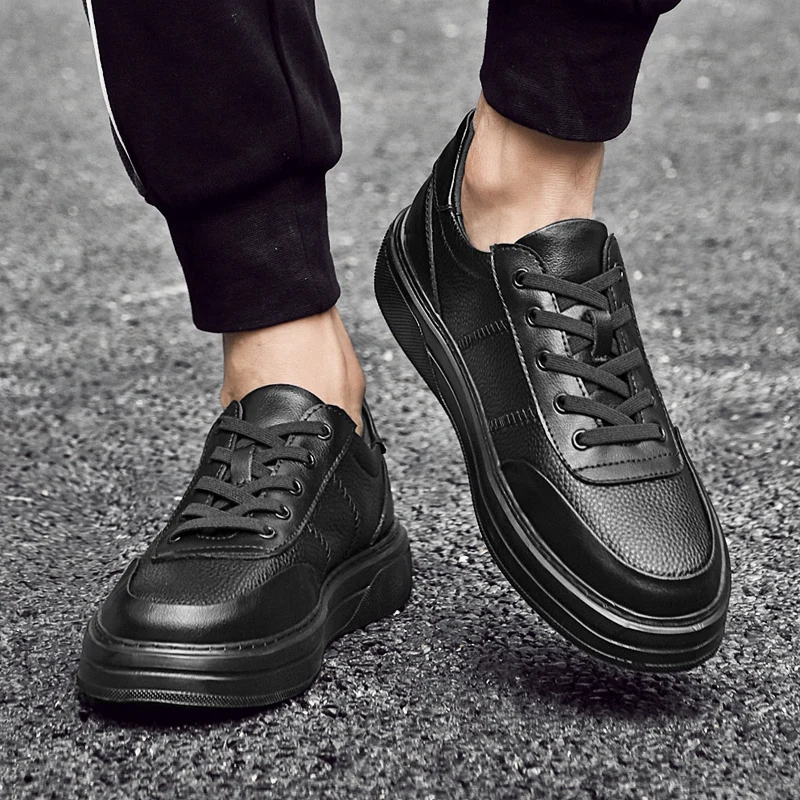 

Новое поступление, мужские дышащие прогулочные туфли, мужские стильные туфли на плоской подошве из натуральной кожи, мужские универсальные мужские удобные кроссовки