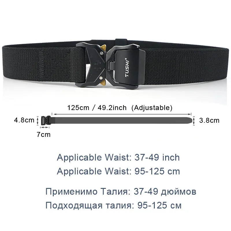 TUSHI Elastic Jeans Belt For Men Aluminum Alloy Pluggable Buckle Training Tactical Belts Comfortable High Quality Male Belt