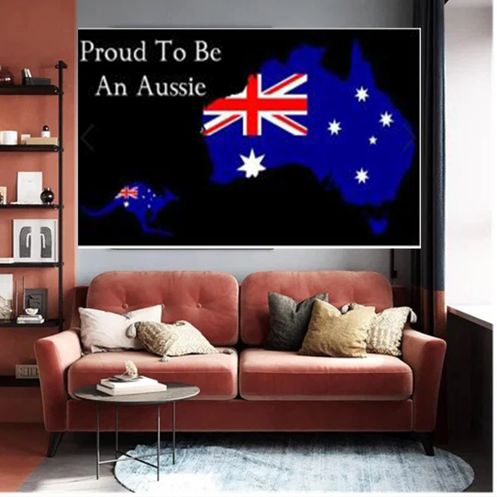 2X3FT 90x150cm banner of proud to be an aussie with The Beauty of Australian and Kangaroo 100% polyester flags banner