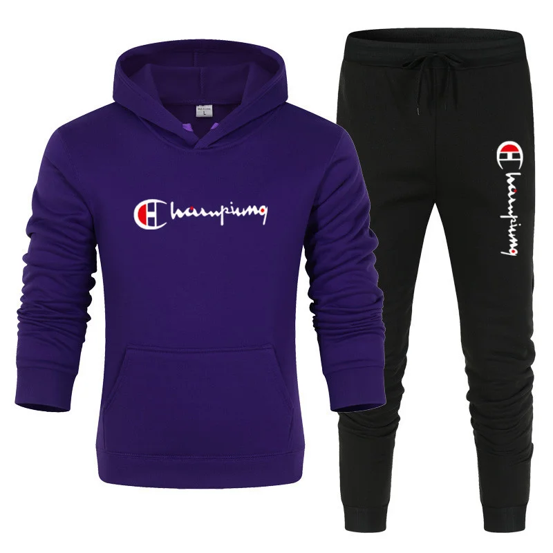 Ensemble sweat à capuche et pantalon de survêtement pour hommes, survêtement de sport, jogging décontracté imbibé, streetwear sportif, sourire masculin, 2 pièces