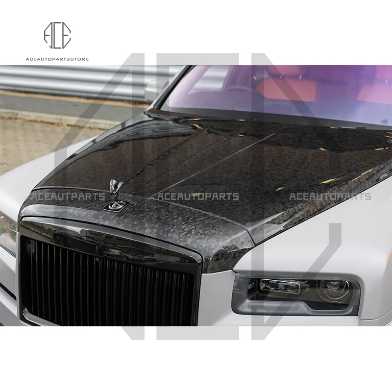 Dry Carbon Fiber Front Hood Bonnet for Rolls Royce Cullinan Engine Hood Cover Body Kit 2018-2024 M Style