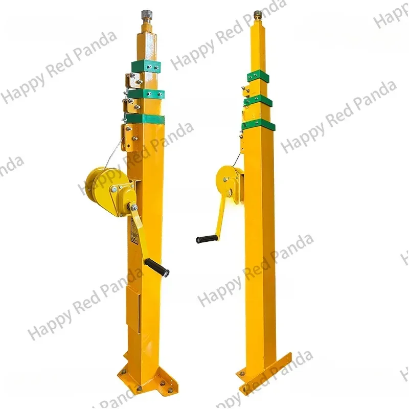 Lifting mast 3/4/5/6/7/8/9 meters ,Hand cranked lifting pole, manual telescopic mechanical winch