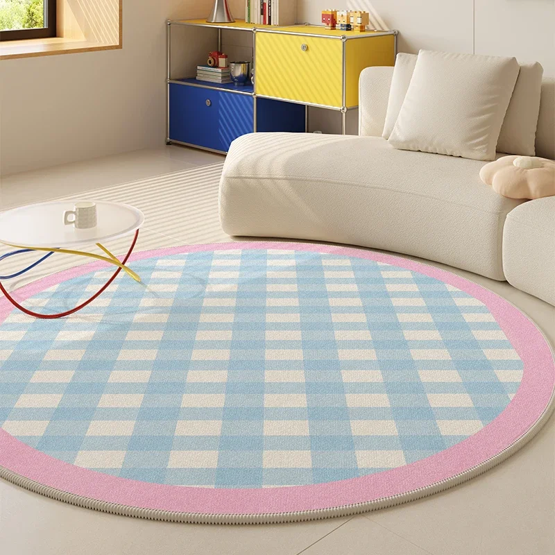 Dopamine Color Bedroom Decor Round Carpet Thicken Plush Carpets for Living Room Washable Bedside Floor Mat Fluffy Soft Study Rug
