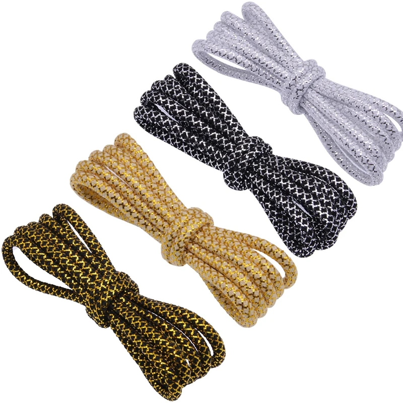 1Pair Gold Wire Round Shoelaces for Sneakers Casual Shoes High Quality Rope Shoelace Basketball Shoes  Accessories 120/140/160CM