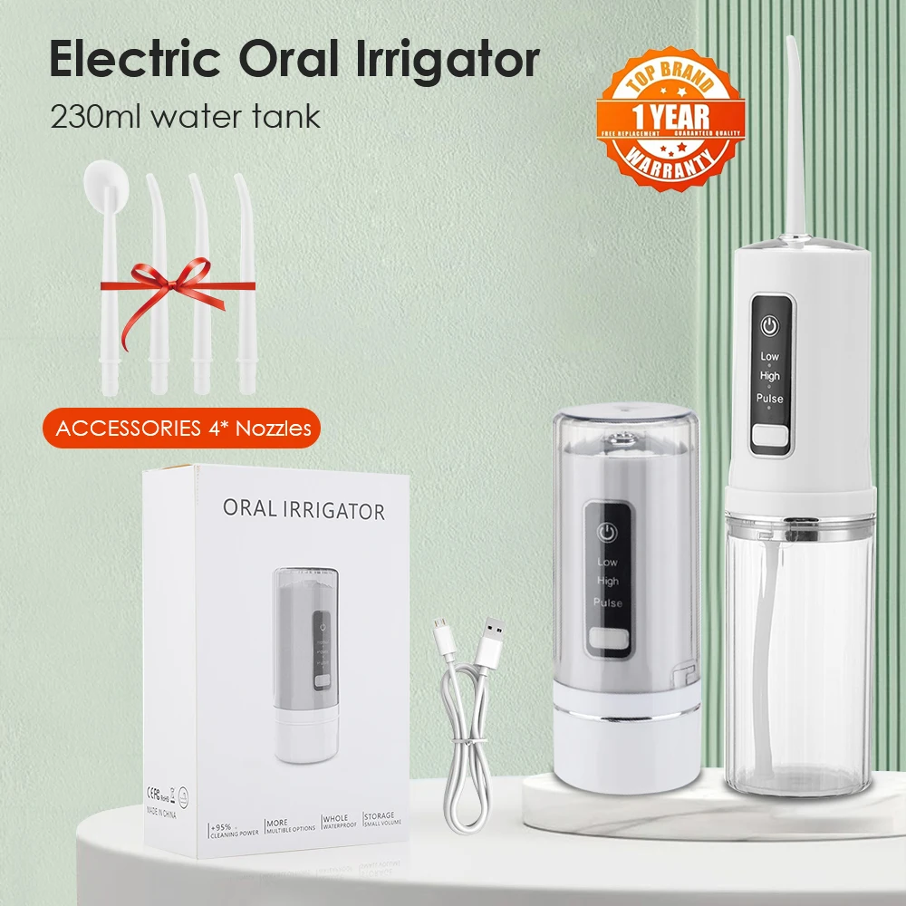 

Portable Smart Electric Tooth Cleaner Oral Irrigator Dental Scaler Cordless Teeth Flusher Dental Oral Irrigator 230ML Water Tank