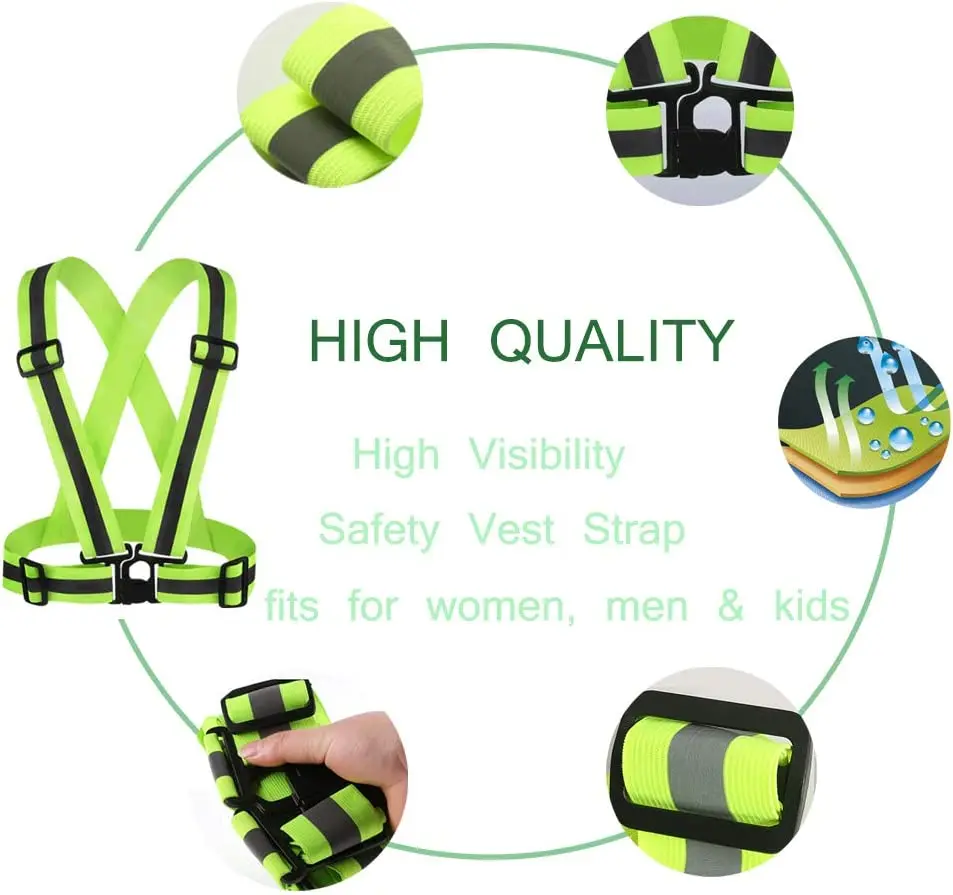 Reflective Bands Elastic Armband Wristband Ankle Leg Straps Safety Reflector Tape Straps for Night Jogging Safety Jacket Vest