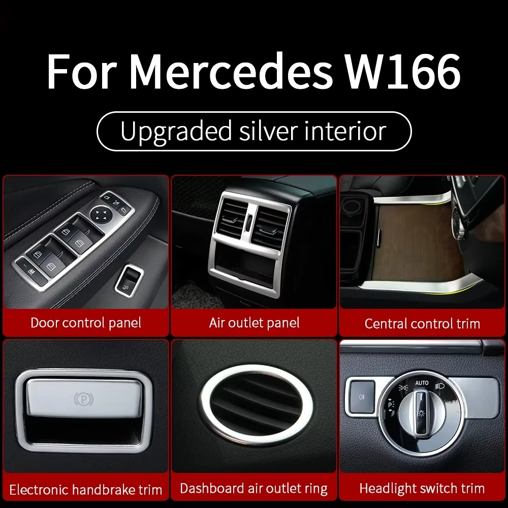 

interior plateado para Mercedes GLE W166 350 450 500e gls X166 450 500 550 gl x166 ml w166, accesorios de decoración interior