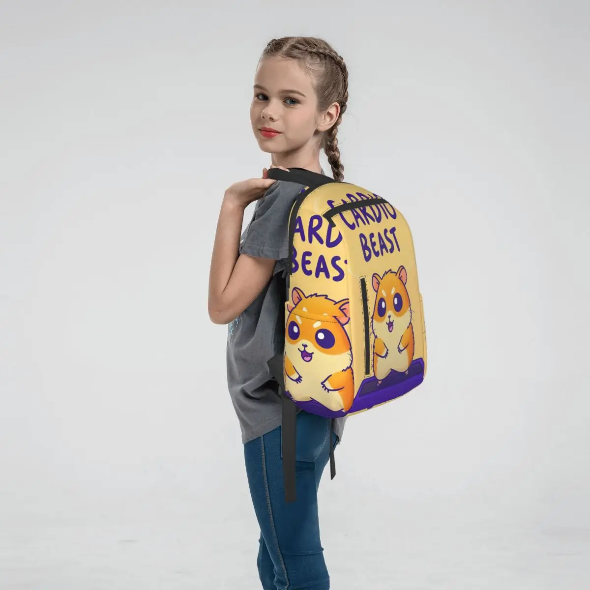 Cardio Beast Hamster Workout Sticker Backpack Large Capacity Boys Girls BookBag School Bag Shoulder Bags for Men Women