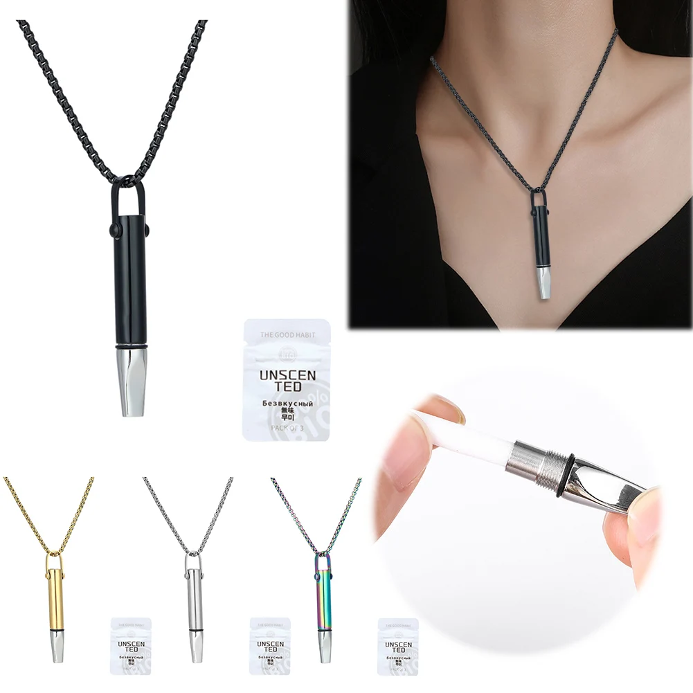 Quitting Smoking Meditation Pendant with Filter Cotton Anxiety Stress Relief Breathing Necklace Wear Resist Mindfulness Necklace